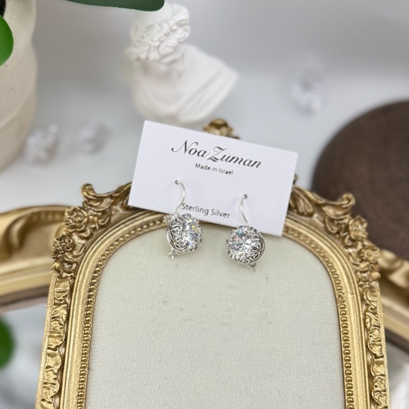 Noa Zuman Sterling Silver Crystal Drop Earrings – Made in Israel - Picture 3 of 6